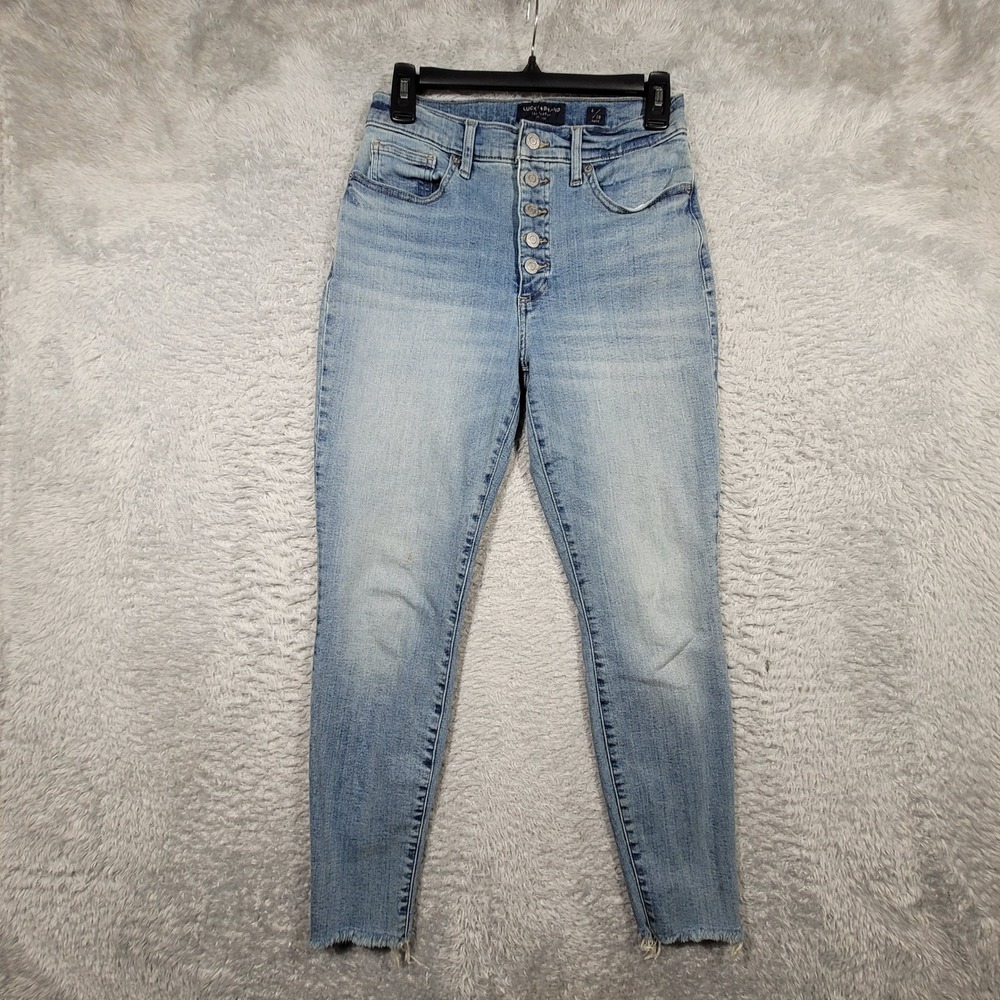 Lucky Brand Bridgette Skinny Jeans Womens 6/28 Blue High Rise Button Fly
